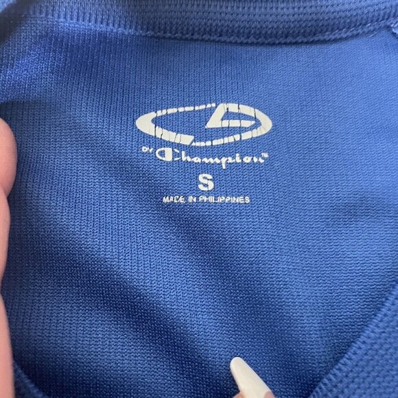 Champion S Men's Short Sleeve Blue Performance Athletic Tshirt Embroidered Logo - Picture 3 of 9